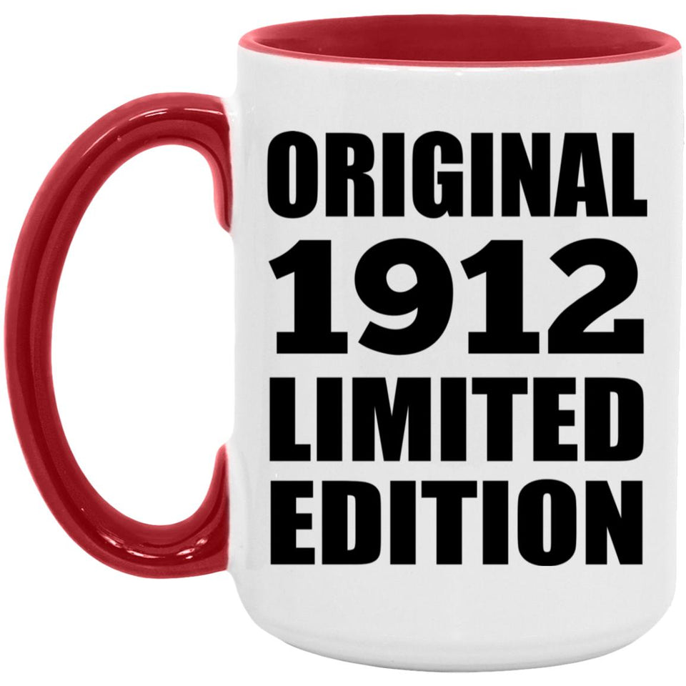 112th Birthday Original 1912 Limited Edition - 15oz Accent Mug Red