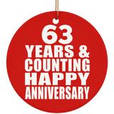 Happy 63rd Anniversary 63 Years & Counting - Circle Ornament