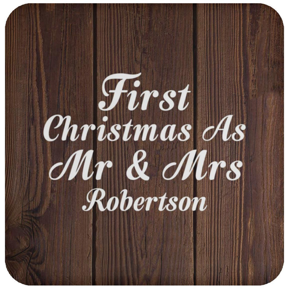 First Christmas As Mr & Mrs Robertson - Drink Coaster D