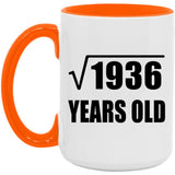 44th Birthday Square Root of 1936 Years Old - 15oz Accent Mug Orange