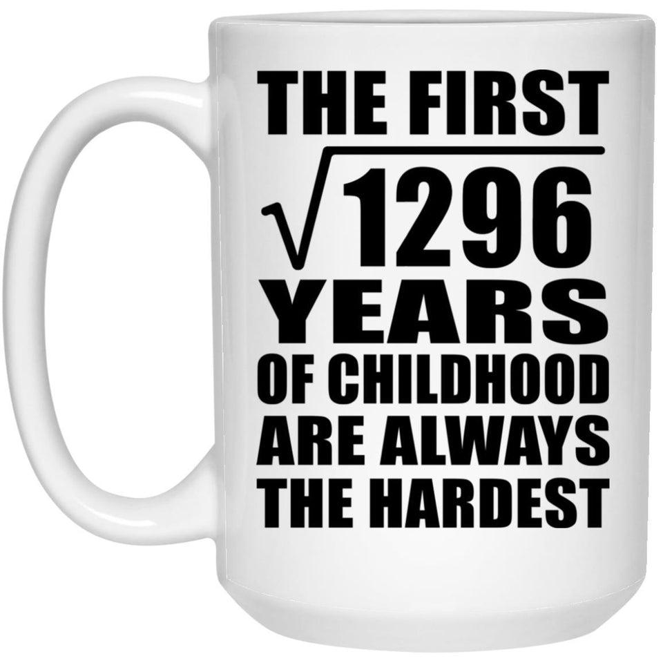 36th Birthday Square Root of 1296 Years of Childhood - 15oz Coffee Mug