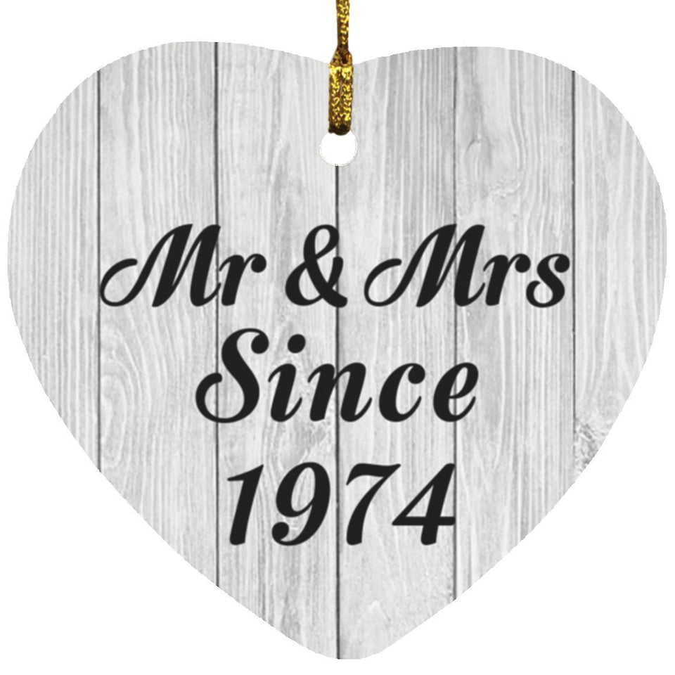 50th Anniversary Mr & Mrs Since 1974 - Heart Ornament F