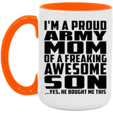 Proud Army Mom Of Awesome Son - 15oz Accent Mug Orange