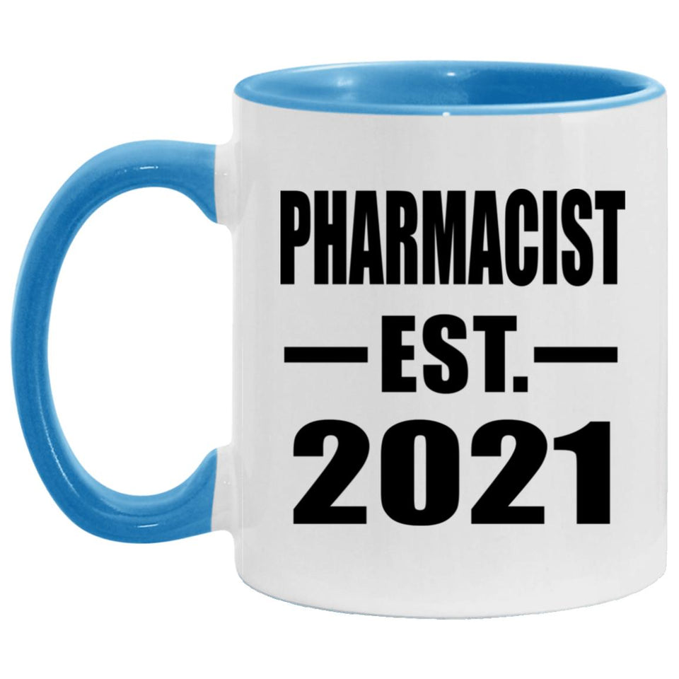 Pharmacist Established EST. 2021 - 11oz Accent Mug Blue