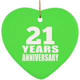 21st Anniversary 21 Years - Heart Ornament