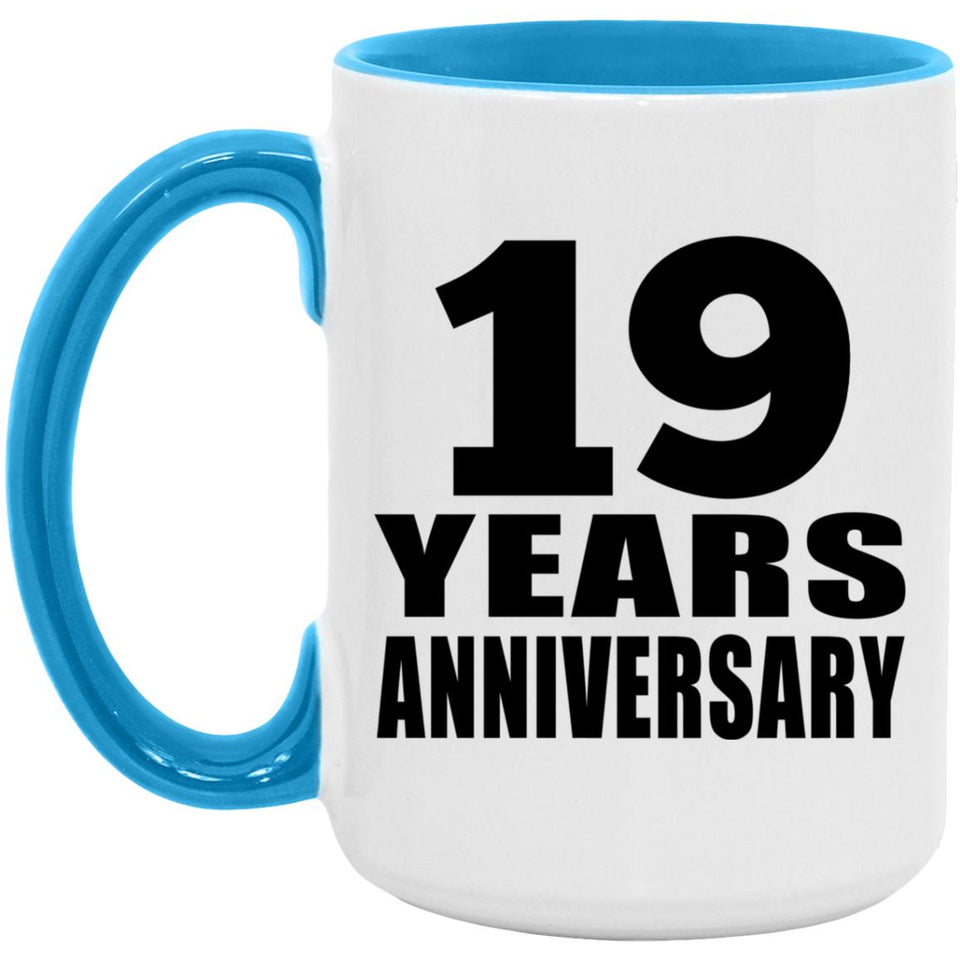 19th Anniversary 19 Years - 15oz Accent Mug Blue