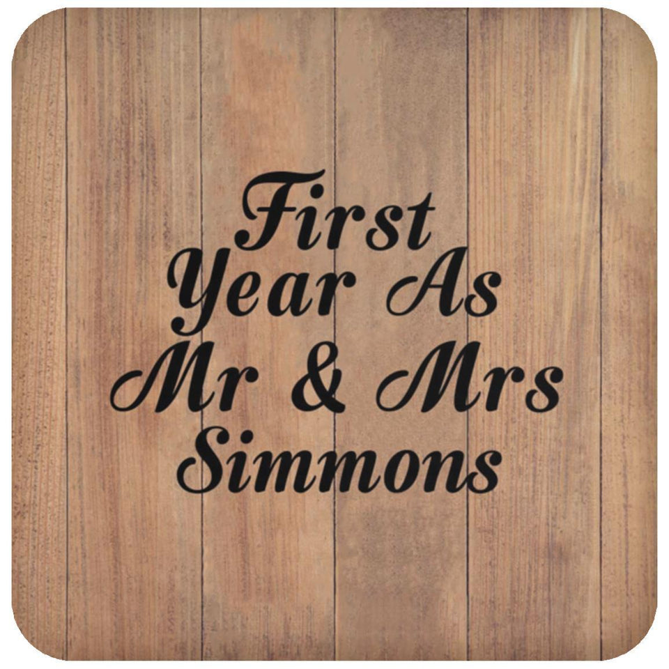 First Year As Mr & Mrs Simmons - Drink Coaster C