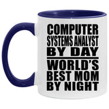 Computer Systems Analyst By Day World's Best Mom By Night - 11oz Accent Mug Purple