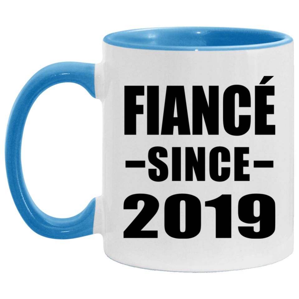 Fiance Since 2019 - 11oz Accent Mug Blue