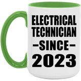 Electrical Technician Since 2023 - 15oz Accent Mug Green