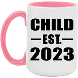 Child Established EST. 2023 - 15oz Accent Mug Pink