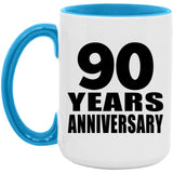 90th Anniversary 90 Years - 15oz Accent Mug Blue