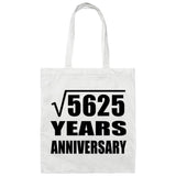 75th Anniversary Square Root of 5625 Years Anniversary - Tote Bag White