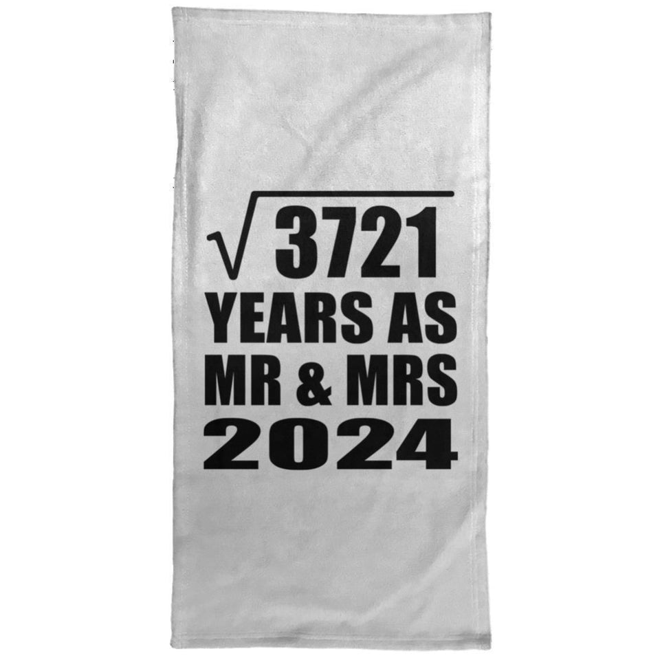 61st Anniversary Square Root of 3721 Years As Mr & Mrs 2024 - Hand Towel