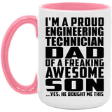 Proud Engineering Technician Dad Of Awesome Son - 15oz Accent Mug Pink
