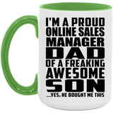 Proud Online Sales Manager Dad Of Awesome Son - 15oz Accent Mug Green