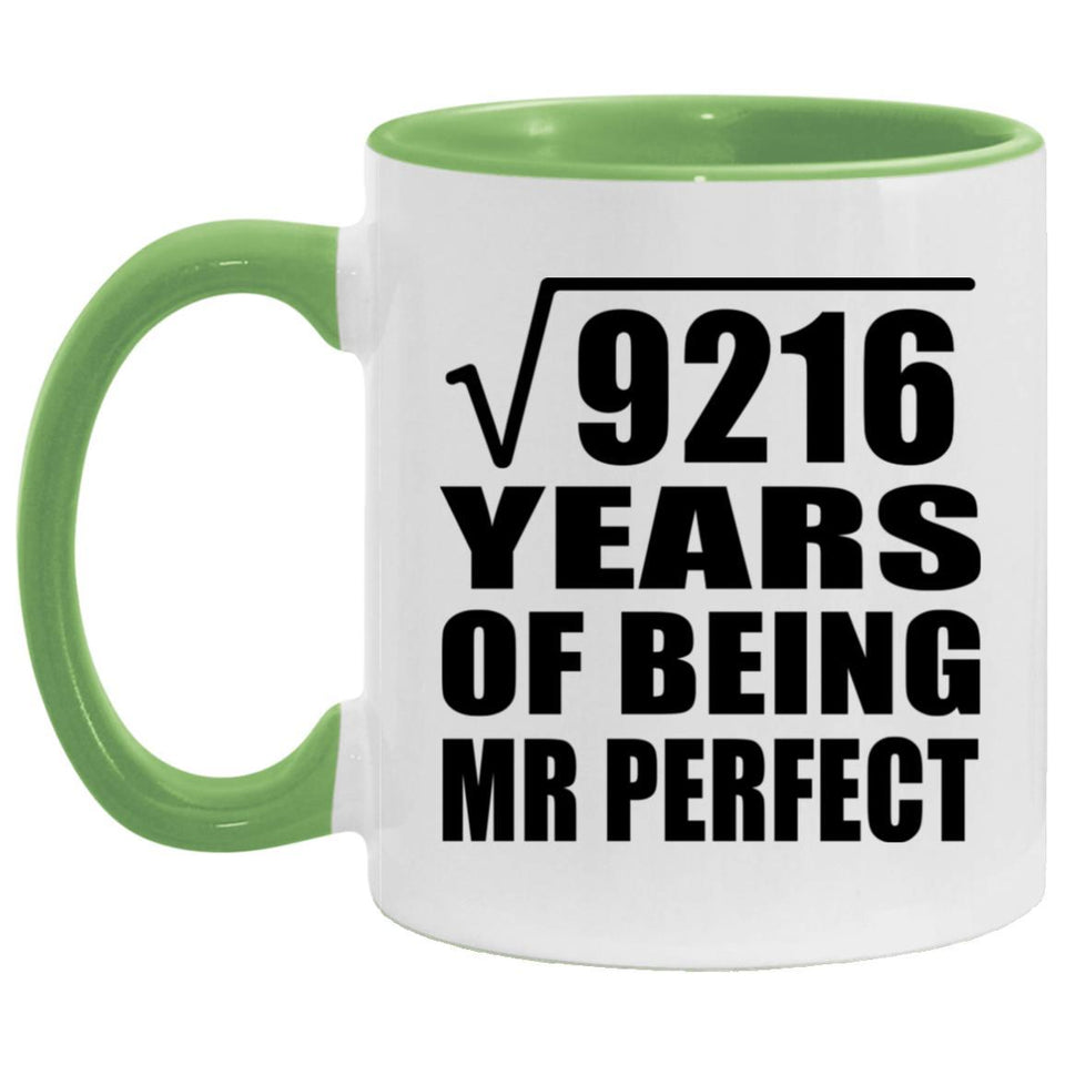 96th Anniversary Square Root of 9216 Years of Mr Perfect - 11oz Accent Mug Green
