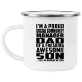 Proud Social Community Manager Dad Of Awesome Son - 12oz Camping Mug