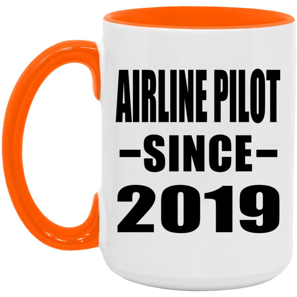 Airline Pilot Since 2019 - 15oz Accent Mug Orange
