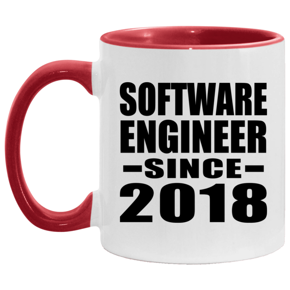 Software Engineer Since 2018 - 11oz Accent Mug Red