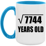 88th Birthday Square Root of 7744 Years Old - 15oz Accent Mug Blue
