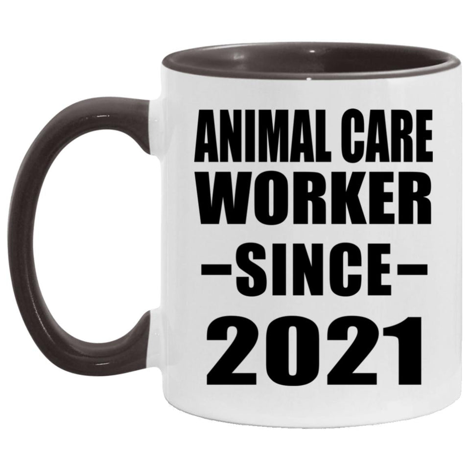Animal Care Worker Since 2021 - 11oz Accent Mug Black