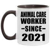Animal Care Worker Since 2021 - 11oz Accent Mug Black