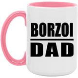 Borzoi Dad - 15oz Accent Mug Pink