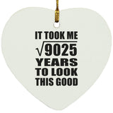 95th Birthday Took Square Root of 9025 Years To Look Good - Heart Ornament