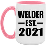 Welder Established EST. 2021 - 15oz Accent Mug Pink