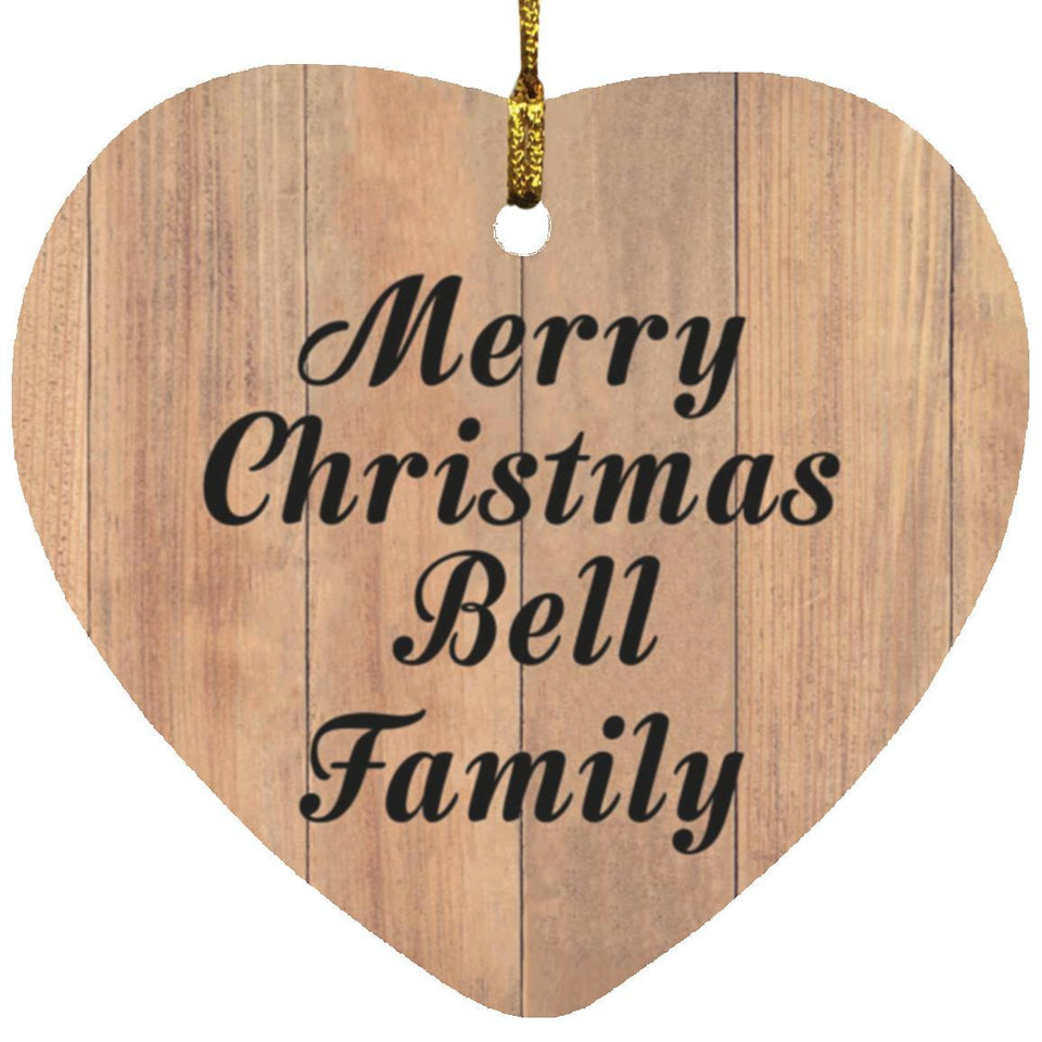Merry Christmas Bell Family - Heart Ornament C