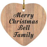 Merry Christmas Bell Family - Heart Ornament C