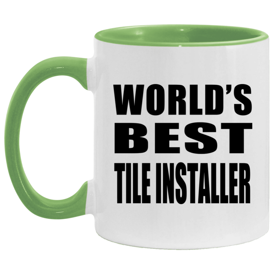 World's Best Tile Installer - 11oz Accent Mug Green