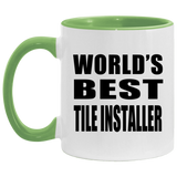 World's Best Tile Installer - 11oz Accent Mug Green