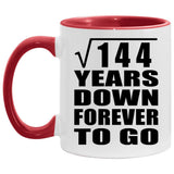 12th Anniversary Square Root of 144 Years Down Forever To Go - 11oz Accent Mug Red