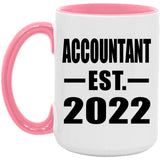 Accountant Established EST. 2022 - 15oz Accent Mug Pink