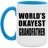 World's Okayest Grandfather - 15oz Accent Mug Blue