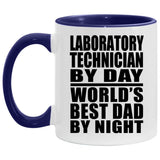 Laboratory Technician By Day World's Best Dad By Night - 11oz Accent Mug Purple