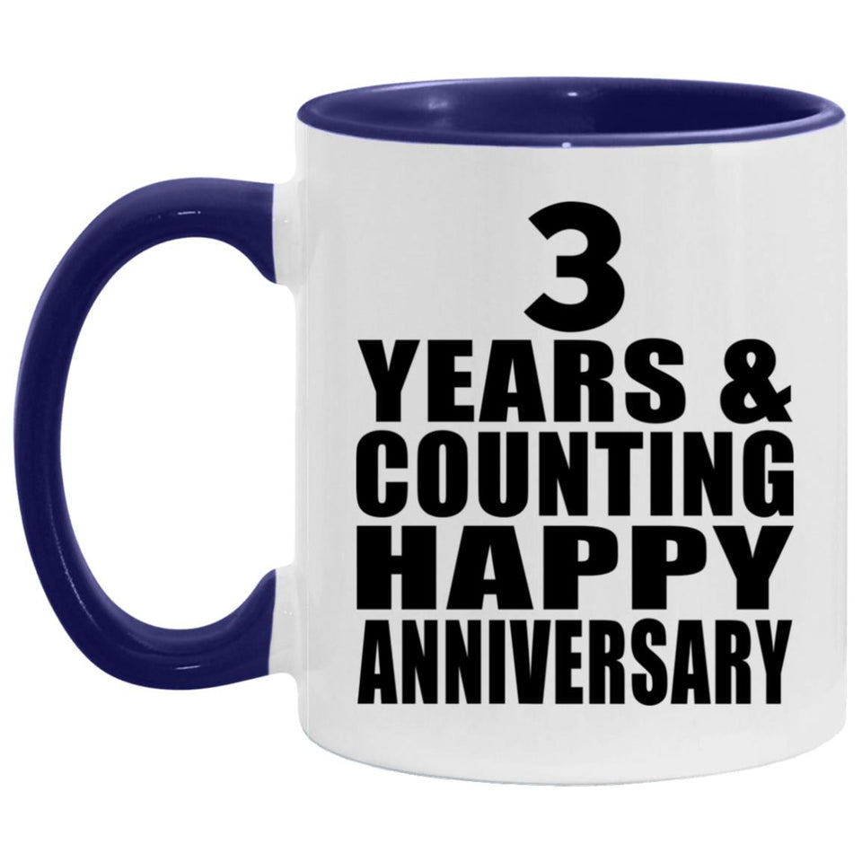 Happy 3rd Anniversary 3 Years & Counting - 11oz Accent Mug Purple