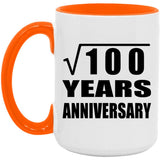 10th Anniversary Square Root of 100 Years Anniversary - 15oz Accent Mug Orange