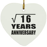 4th Anniversary Square Root of 16 Years Anniversary - Heart Ornament
