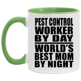 Pest Control Worker By Day World's Best Mom By Night - 11oz Accent Mug Green