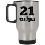 21st Birthday 21 & Fabulous - Silver Travel Mug