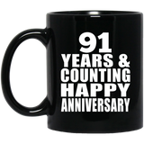 Happy 91st Anniversary 91 Years & Counting - 11 Oz Coffee Mug Black