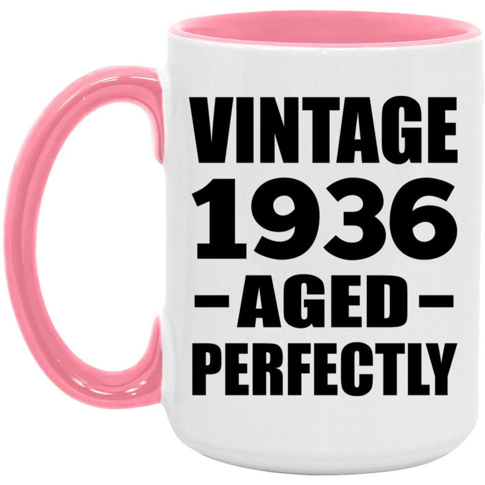 88th Birthday Vintage 1936 Aged Perfectly - 15oz Accent Mug Pink