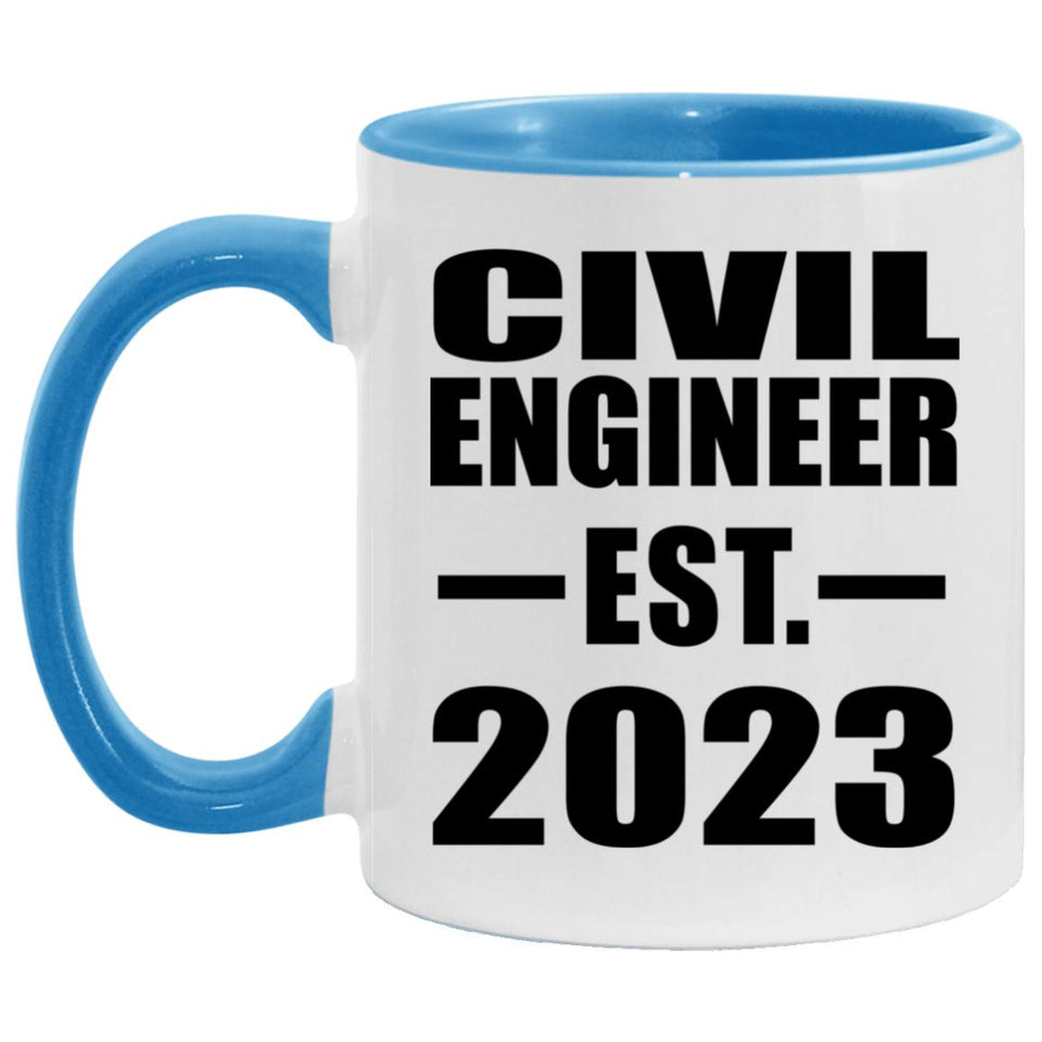 Civil Engineer Established EST. 2023 - 11oz Accent Mug Blue