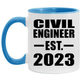 Civil Engineer Established EST. 2023 - 11oz Accent Mug Blue