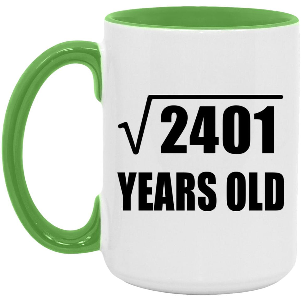 49th Birthday Square Root of 2401 Years Old - 15oz Accent Mug Green