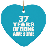 37th Birthday 37 Years Of Being Awesome - Heart Ornament