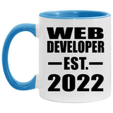 Web Developer Established EST. 2022 - 11oz Accent Mug Blue